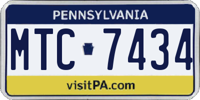 PA license plate MTC7434