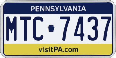 PA license plate MTC7437