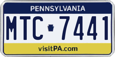 PA license plate MTC7441
