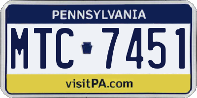 PA license plate MTC7451
