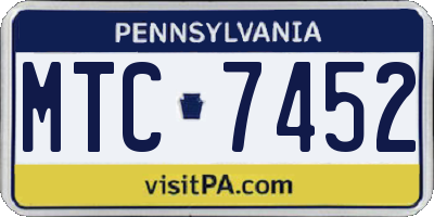 PA license plate MTC7452