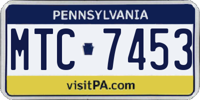 PA license plate MTC7453