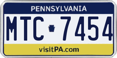PA license plate MTC7454