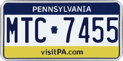 PA license plate MTC7455