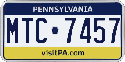 PA license plate MTC7457