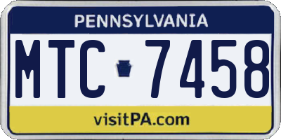 PA license plate MTC7458