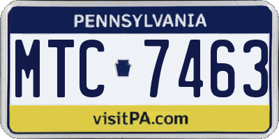 PA license plate MTC7463