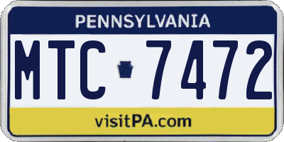 PA license plate MTC7472