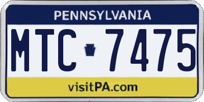 PA license plate MTC7475
