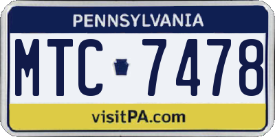 PA license plate MTC7478