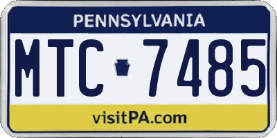 PA license plate MTC7485