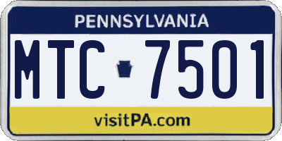 PA license plate MTC7501