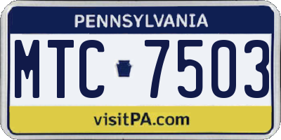 PA license plate MTC7503