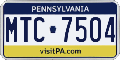 PA license plate MTC7504