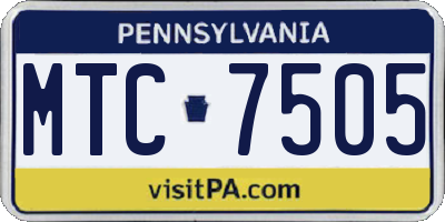 PA license plate MTC7505