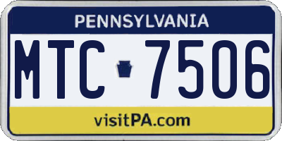 PA license plate MTC7506