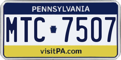 PA license plate MTC7507