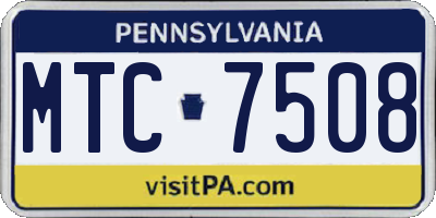 PA license plate MTC7508