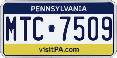 PA license plate MTC7509