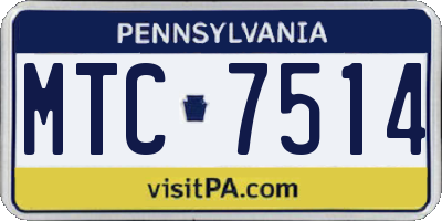 PA license plate MTC7514