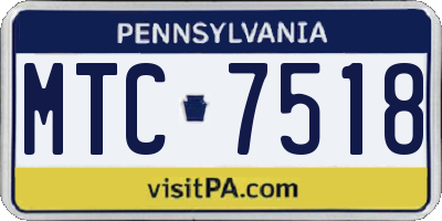 PA license plate MTC7518
