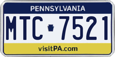 PA license plate MTC7521