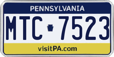 PA license plate MTC7523