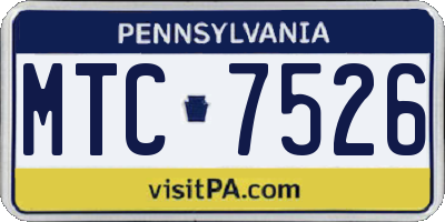 PA license plate MTC7526
