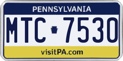 PA license plate MTC7530