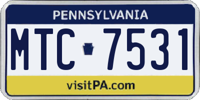 PA license plate MTC7531