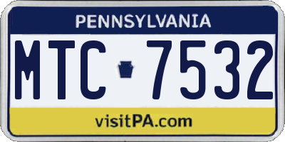 PA license plate MTC7532