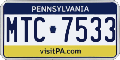 PA license plate MTC7533