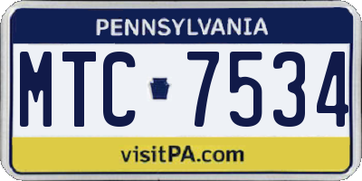 PA license plate MTC7534