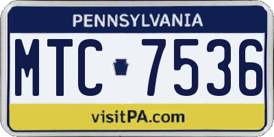 PA license plate MTC7536