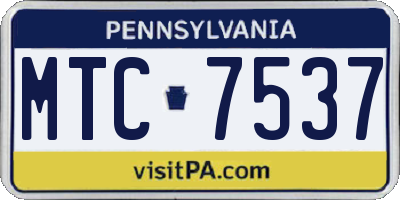 PA license plate MTC7537