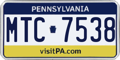PA license plate MTC7538