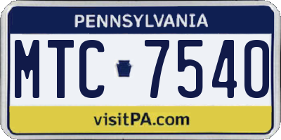 PA license plate MTC7540