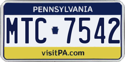 PA license plate MTC7542