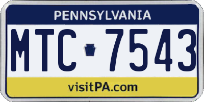 PA license plate MTC7543