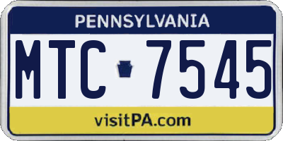 PA license plate MTC7545