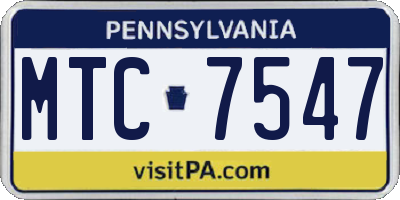 PA license plate MTC7547