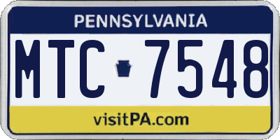 PA license plate MTC7548