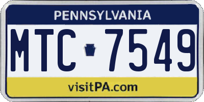 PA license plate MTC7549