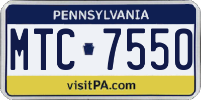 PA license plate MTC7550