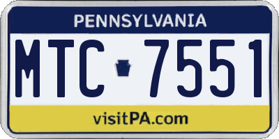 PA license plate MTC7551