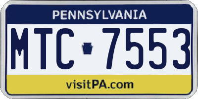 PA license plate MTC7553