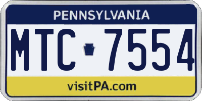 PA license plate MTC7554