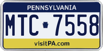 PA license plate MTC7558