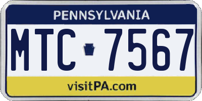 PA license plate MTC7567