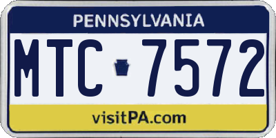 PA license plate MTC7572
